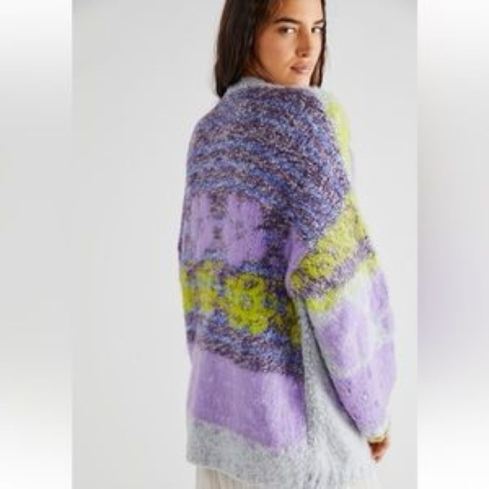 Free People Gather me Close Cardi- Glowing Grape Combo M